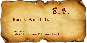 Benik Vaszilia névjegykártya